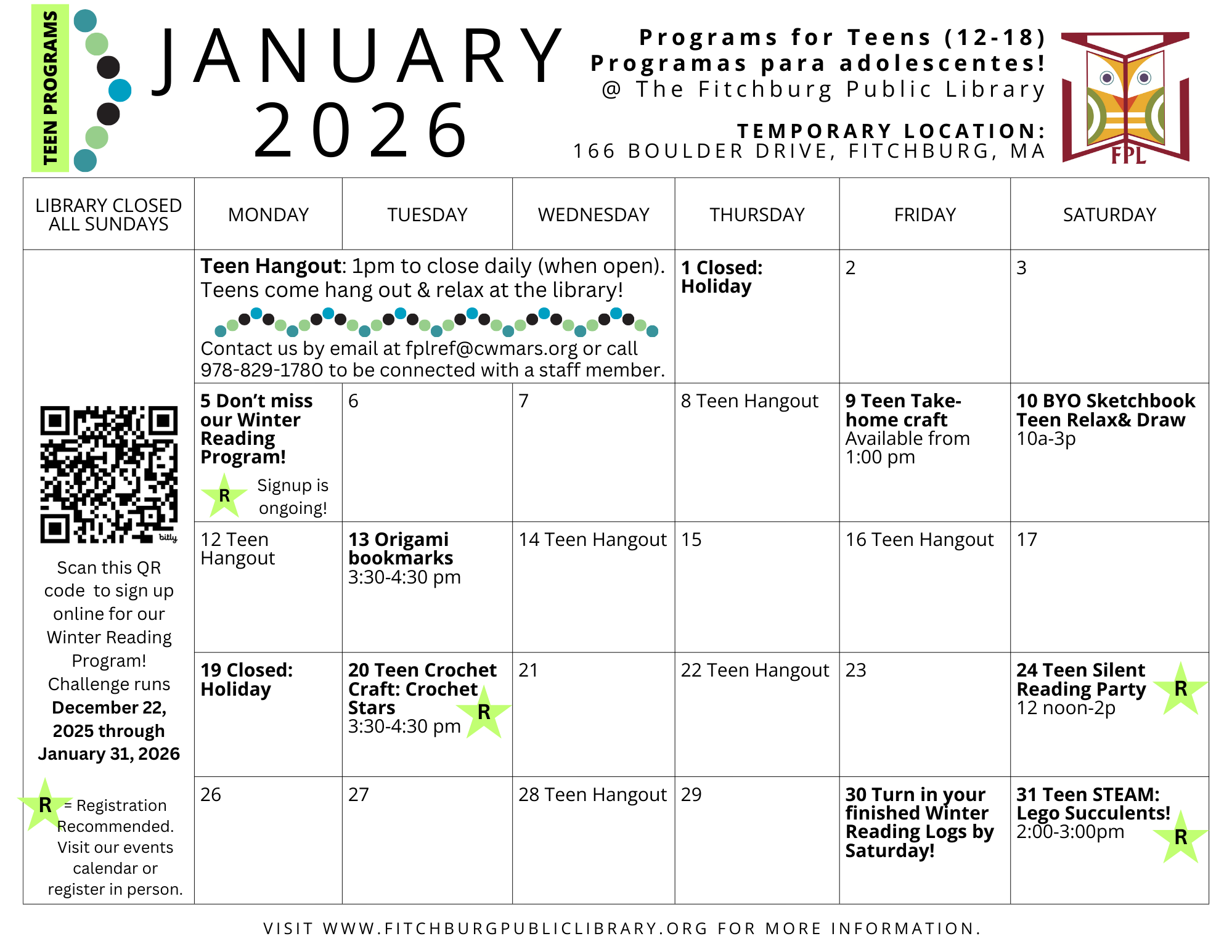 January - Calendar Teen